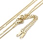 2Pcs 2 Style 304 Stainless Steel Rectangle Pendant Necklaces Set, Curb Chain Necklaces Set for Women