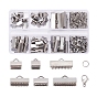 204Pcs DIY Jewelry Making Finding Kit, Including 304 Stainless Steel Ribbon Crimp Ends & Clasps & Open Jump Rings