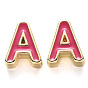 Perlas de esmalte de la aleación, sin cadmio y níque y plomo, alfabeto, chapado en rack, la luz de oro