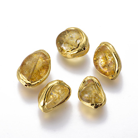 Dyed Natural Quartz Crystal Beads, with Brass Findings, Nuggets