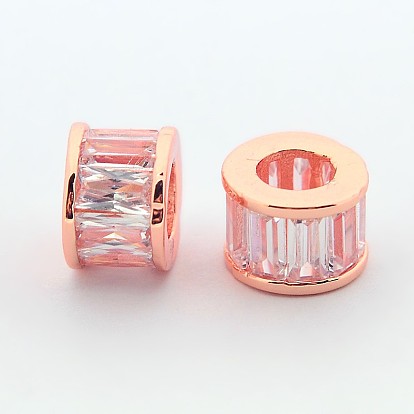Micro cuivres ouvrent cubes perles de colonnes de zircone, sans cadmium et sans nickel et sans plomb, 8.5x5mm, Trou: 4.8mm