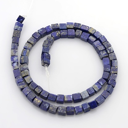Cuentas de cubo de lapis natural del lapislázuli de hebras, 4x4x4 mm, agujero: 1 mm, sobre 85~100 unidades / cadena, 15.3 pulgada ~ 15.8 pulgada