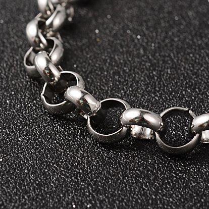 304 pulseras inoxidables cadena rolo de acero, con cierres de anillo de resorte, 215x9 mm
