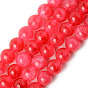 Perlas de cuarzo natural de hebras, teñido y climatizada, imitación rodocrosita, rondo