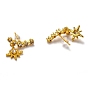 Brass Micro Pave Clear Cubic Zirconia Stud Earrings, with Ear Nuts, Star