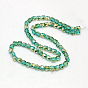 Electroplate Glass Beads Strands, Half Plated, Faceted, Cube, 6x6x6mm, Hole: 1mm, about 71pcs/strand, 16.5 inch