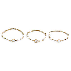 Bijoux en perles de cuivre rondes à la mode, avec croix plaquée or et bracelet étoile fe pour femmes
