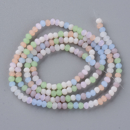 Frosted Glass Beads Strands, Faceted Rondelle