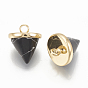 Gemstone Charms, with Brass Findings, Cone, Nickel Free, Real 18K Gold Plated