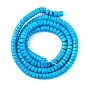 Perles synthétiques turquoise brins, perles heishi, teint, Plat rond / disque