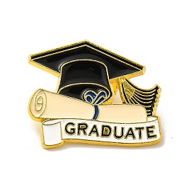 Graduation Cap with Word Graduate Enamel Pin, Golden Alloy Brooch for Clothes Backpack