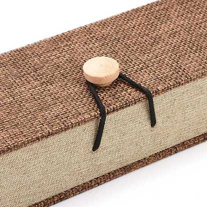 Rectangle Wooden Necklace Boxes, with Burlap and Velvet, 24.2x6.5x4.6cm