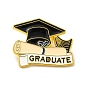 Gorra de graduación con pasador de esmalte de graduado de palabra, broche de aleación dorada para mochila de ropa