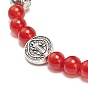 5Pcs 5 Style Natural Gemstone & Synthetic Hematite & Alloy Saint Benedict Beaded Stretch Bracelets Set for Women