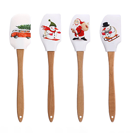 Silicone Cake Spatulas, with Beechwood Handle, Bakewere Tool, White