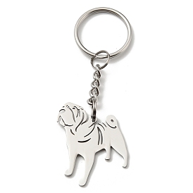 304 Stainless Steel Keychain, Dog