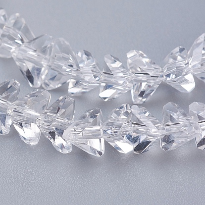 Chapelets de perles en verre transparentes  , facette, triangle