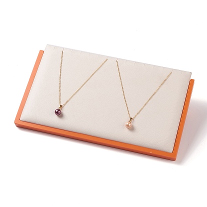 Resin Artificial Marble Jewelry Necklace Displays, with PU Leather, Rectangle