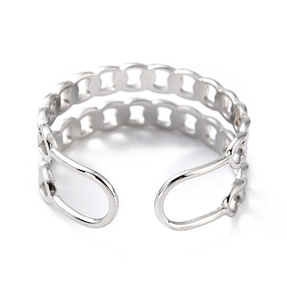 Ion Plating(IP) A304 Stainless Steel Finger Rings, Cuff Rings, Long-Lasting Plated, Curb Chain Shape