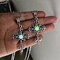 Luminous Glow In The Dark Glass Cross Pendant Necklace, Alloy Jewelry