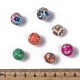 Handmade Flower Pattern Polymer Clay Beads, Round, 11~12mm, Hole: 2mm