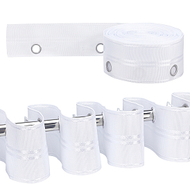 Ruban de rideau en polyester pour crochet, avec les accessoires en fer, bande d'en-tête de draperie, plat