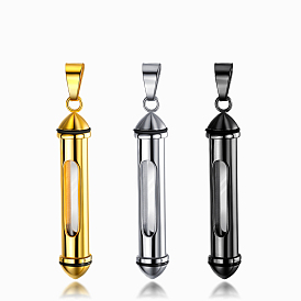 Openable 316L Surgical Stainless Steel Memorial Urn Ashes Pendants, with Glass, Column
