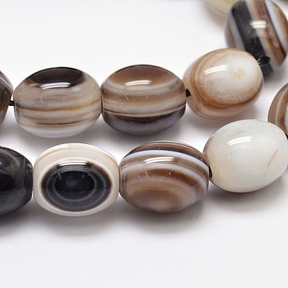 Naturel rayé agate teintée rangées de perles ovales, 12x10mm, Trou: 1.5mm, Environ 34 pcs/chapelet, 15.74 pouce