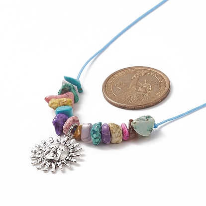 3шт 3 стиль солнце и луна и звезда синтетические бирюзовые чипсы набор ожерелий с подвесками из бисера для женщин