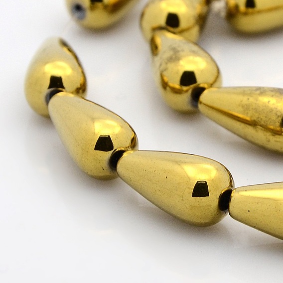 Non-magnetic Synthetic Hematite Teardrop Beads Strands, Grade AAA