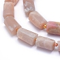 Frosted Natural Sunstone Beads Strands, Faceted, Column