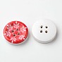 Flat Round 4-Hole Wooden Buttons, 15x4mm, Hole: 1mm