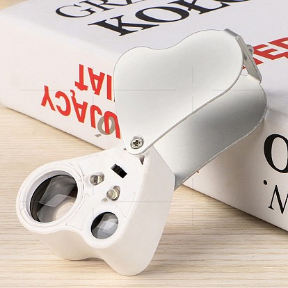 ABS Plastic Portable Magnifier, with Led Lights, Alloy Findings, Acrylic Optical Lens