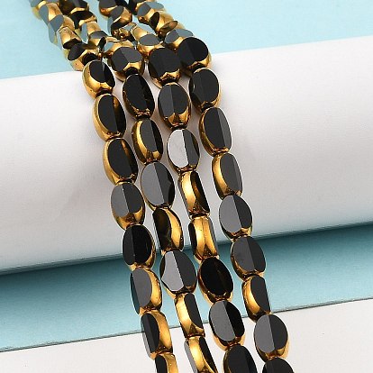 Brins de perles de verre galvanoplastie transparentes à facettes, plaqué or, ovale