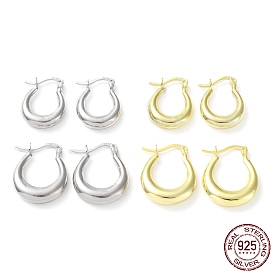 925 Sterling Silver Chunky Hoop Earrings, Thick Hoop Earrings, with S925 Stamp