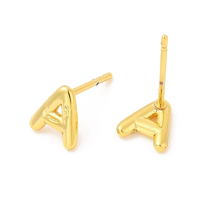 Brass Hollow Out Initial Letter Stud Earrings for Women, Lead Free & Cadmium Free