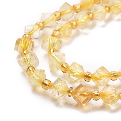 Citrine naturelle chapelets de perles, avec des perles de rocaille, facette, perles de cube en diagonale