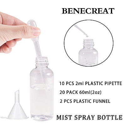 Benecreat прозрачный пластиковый распылитель многоразового использования для домашних животных, для духов, Эфирное масло, с воронкой из полипропилена и капельницей из полиэтилена