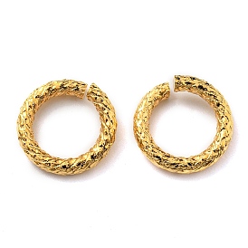 304 Stainless Steel Open Jump Rings, Textured Ring