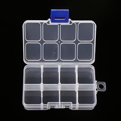 Contenedor de almacenamiento de cuentas de plástico, caja divisoria ajustable, Cajas organizadoras 8 compartimentos extraíbles, Rectángulo