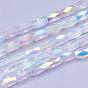 Electroplate Transparent Glass Beads Strands, AB Color Plated, Faceted, Column