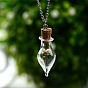 Fleur séchée à l'intérieur de colliers pendentif bouteille de souhait en verre, bijoux en alliage de platine pour femmes