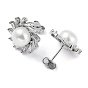 925 Boucles d'oreilles soleil en argent sterling avec micro pavé de zircones cubiques pour femmes, boucles d'oreilles en perles naturelles