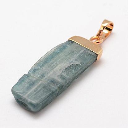 Natural Kyanite/Cyanite/Disthene Pendants, with Brass Golden Plated Findings, Nuggets