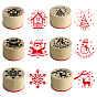6Pcs 6 Styles Christmas Theme Wooden Stamps, Column with Snowflake & Reindder & Christmas Tree & Santa Claus & Snowman & House