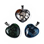 Natural Dragon Veins Agate Pendants, with Stainless Steel Snap On Bails, Heart, Stainless Steel Color