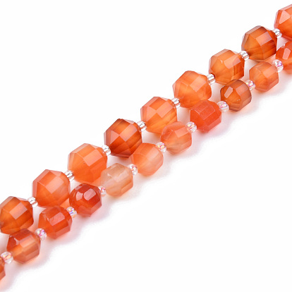 Natural Carnelian Beads Strands, Round, Faceted