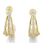 Teardrop Clear Cubic Zirconia Stud Earrings, Brass ABS Plastic Pearl Ear Stud for Women, Nickel Free