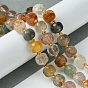 Natural Rutilated Quartz Beads Strands, with Seed Beads, Faceted Cube