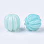 Synthetic Coral Corrugated Melon Beads, Dyed, Imitation Jade, Round